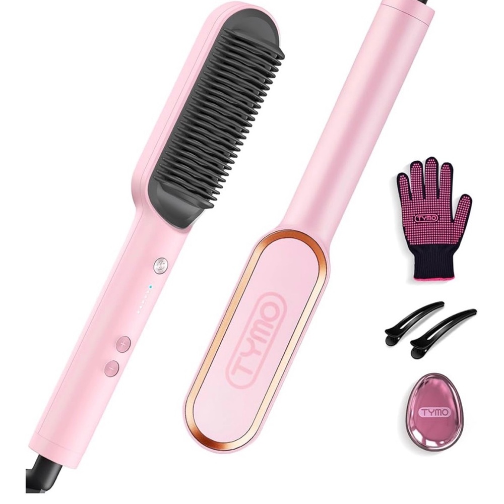 Like New!  TYMO heated straightener comb pink